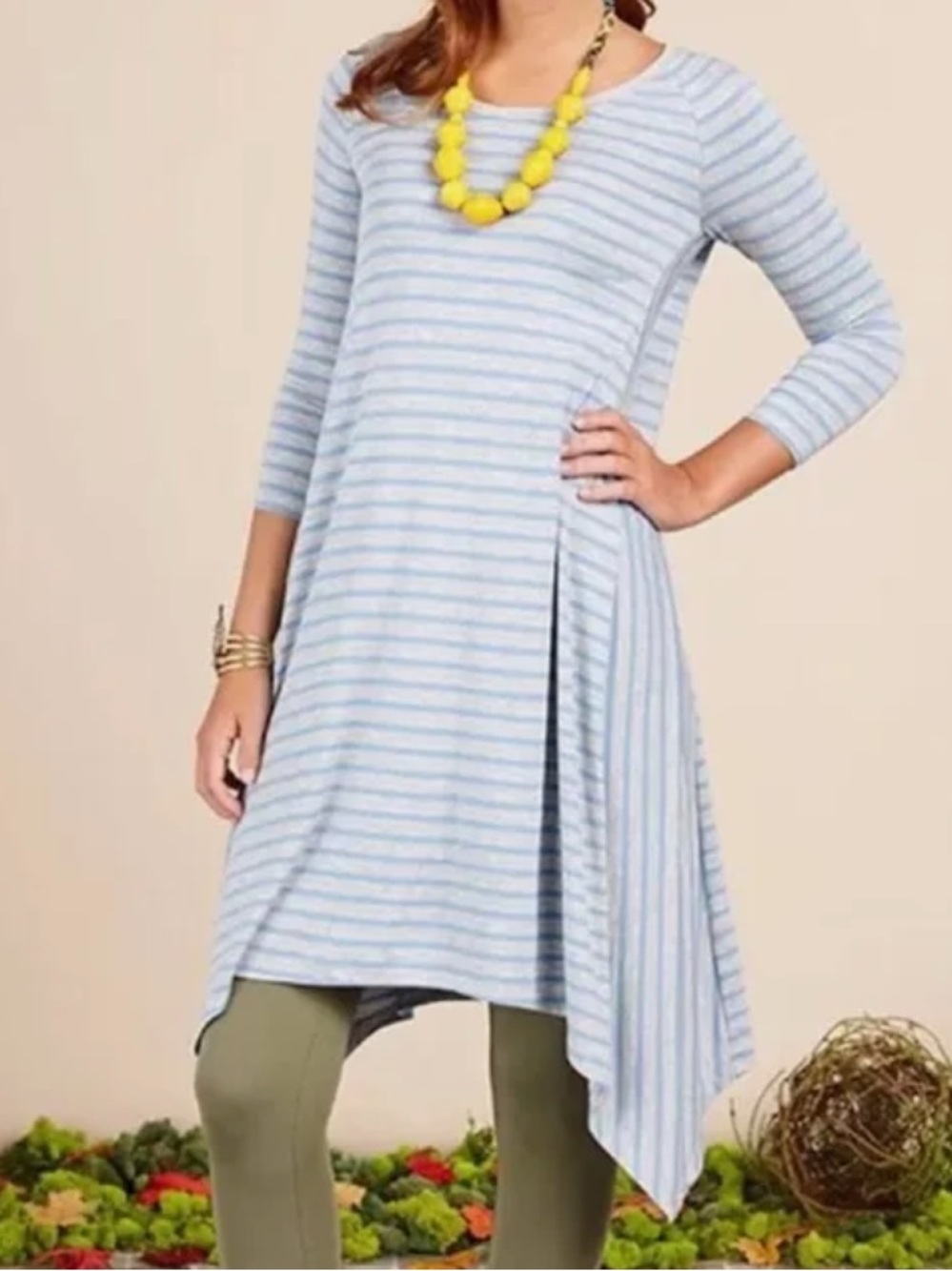 NWT Matilda Jane Her Majesty Dress Blue and Gray Striped Asymmetrical Dress